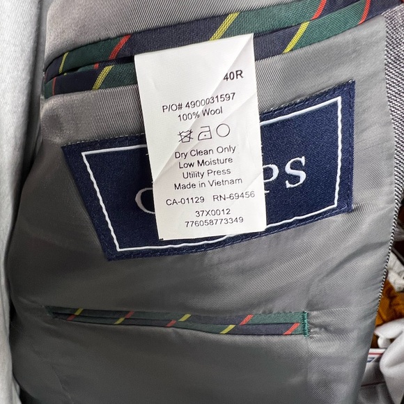 New!! CHAPS Blazer Men 40R Gray 2 Button Suit Jacket - Picture 5 of 15